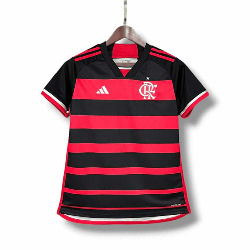 Camisa Flamengo I 2024/25  Torcedor Adidas Feminina - Vermelho+Preto