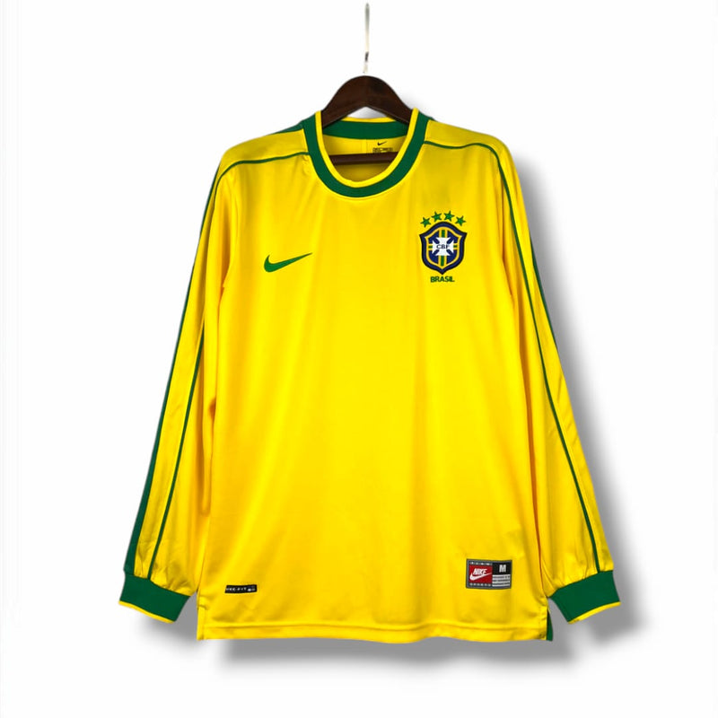 Camisa Brasil 1998 Manga Longa Retrô
