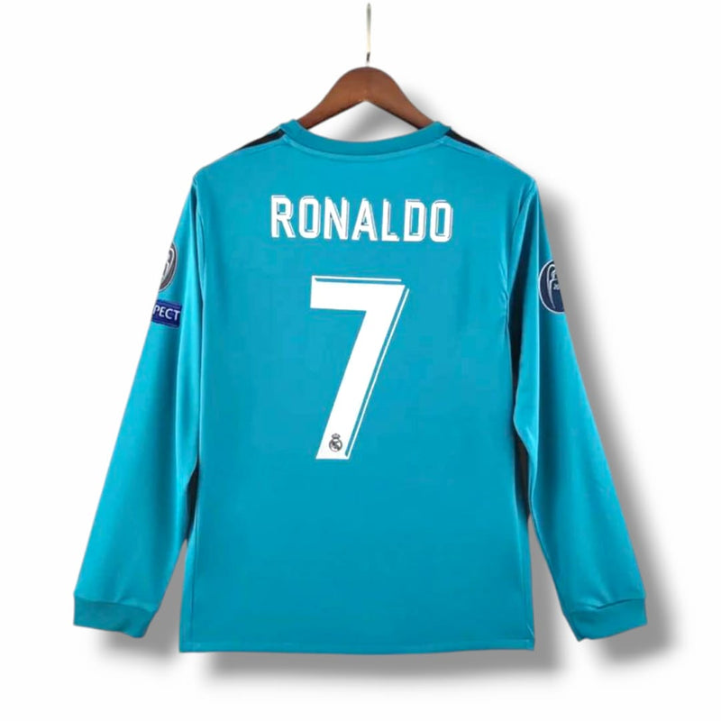 Camisa 3 Real Madrid  2017/18 - RONALDO 7 Manga Longa + Patchs