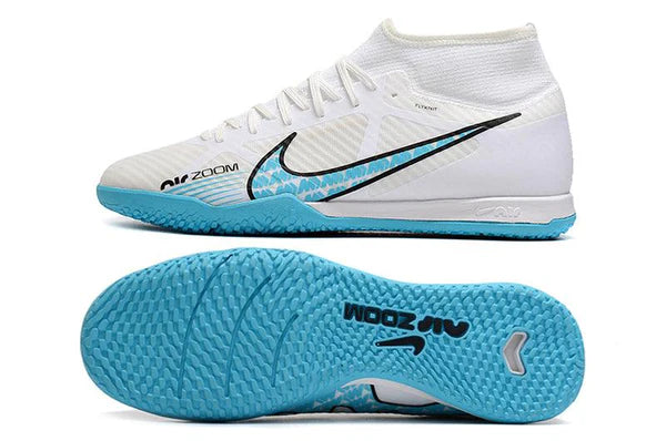 Chuteira Futsal Nike Air Zoom Superfly - Branco/ Azul - Cano Alto