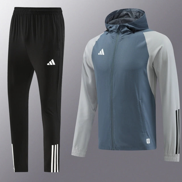 Conjunto de Corta Vento Adidas Cinza e Preto / 374