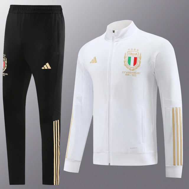 Conjunto de Agasalho Itália Branco e Preto 2023/24