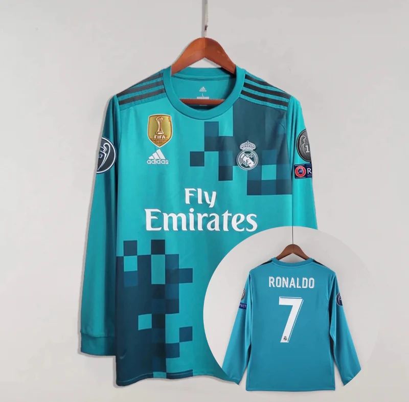 Camisa 3 Real Madrid  2017/18 - RONALDO 7 Manga Longa + Patchs