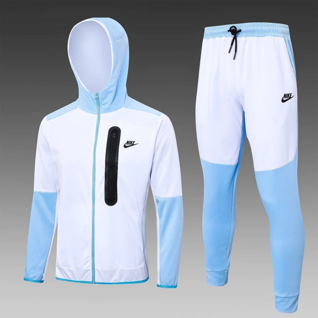 Conjunto de Moletom Nike Sportswear Tech Fleece Branco e Azul Celeste / 374