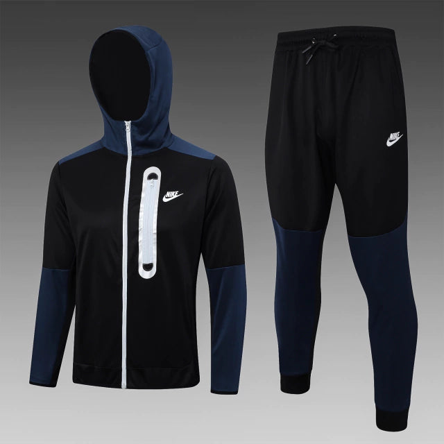 Conjunto de Moletom Nike Sportswear Tech Fleece Preto e Azul Marinho / 734