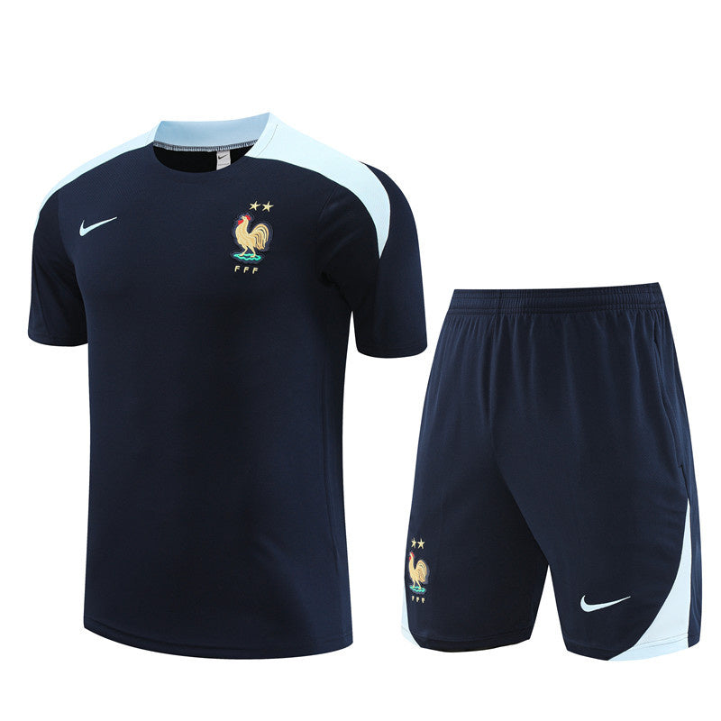 Kit Treino Seleção França Nike 24/25 Camisa e Bermuda Azul Marinho Masculino