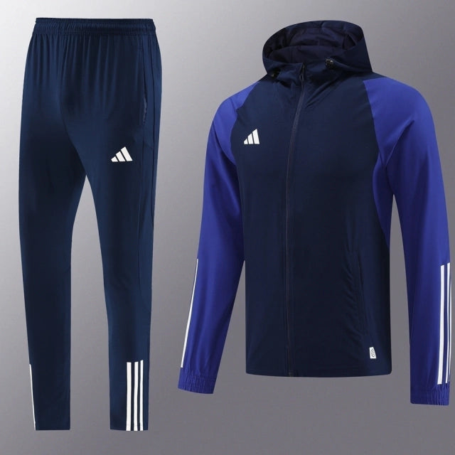 Conjunto de Corta Vento Adidas Preto e Azul / 374