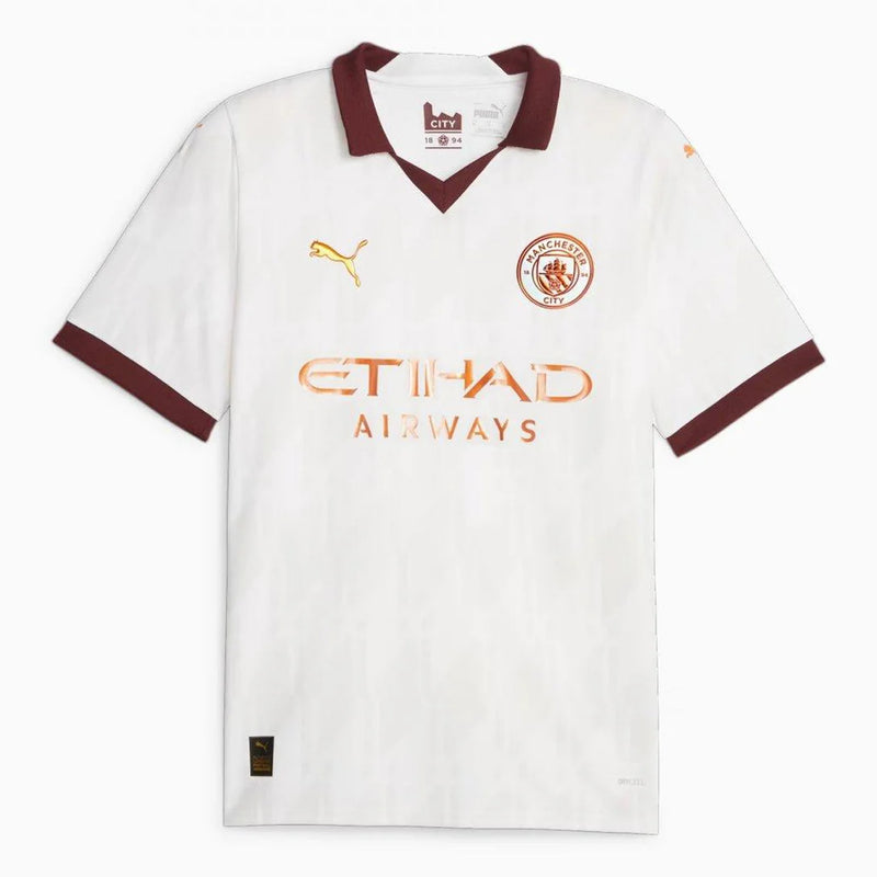 Camisa Manchester City Away 23/24 s/n° Torcedor Puma Masculina - Branco+Roxo
