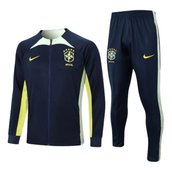 Conjunto de Agasalho Brasil Azul Marinho e Amarelo 2022/23