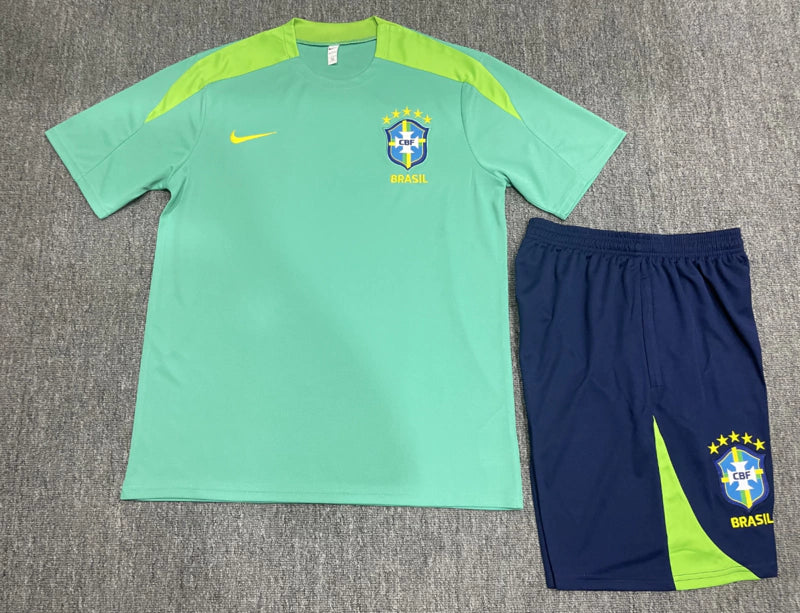 Kit Treino Seleção Brasil Nike 24/25 Camisa Verde Bermuda Azul Marinho