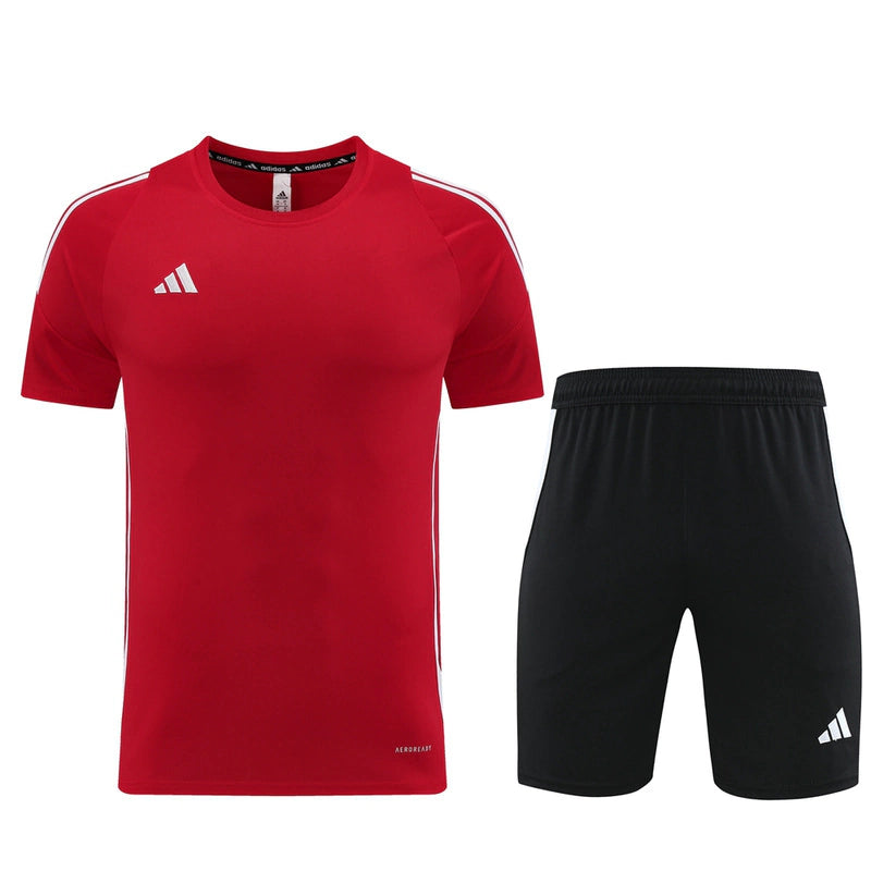 Kit Treino Adidas Climacool Masculino - Bermuda Preta e Camisa Vermelha