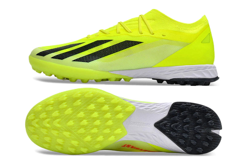 CHUTEIRA SOCIETY ADIDAS X CRAZYFAST TF -VERDE LIMÃO COM DETALHES EM BRANCO