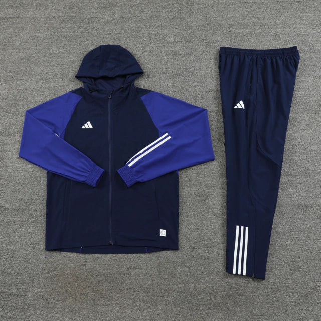 Conjunto de Corta Vento Adidas Preto e Azul / 374