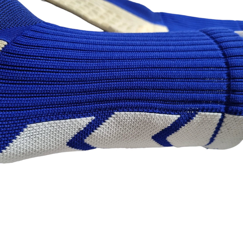 Meias de Futebol Antiderrapante Cano Baixo - Azul com detalhes branco