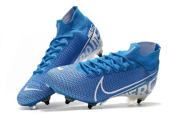 Chuteira Campo Nike Mercurial Superfly 7 Elite SG - PRO Anti Clog Azul/Branco - Cano Alto