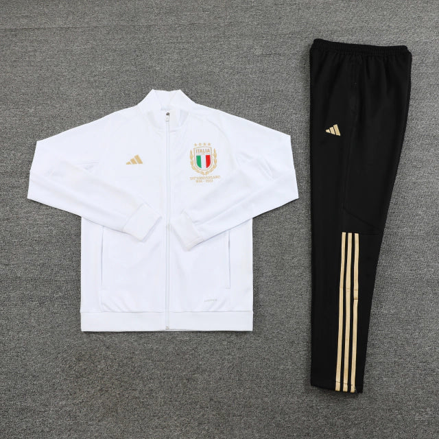 Conjunto de Agasalho Itália Branco e Preto 2023/24