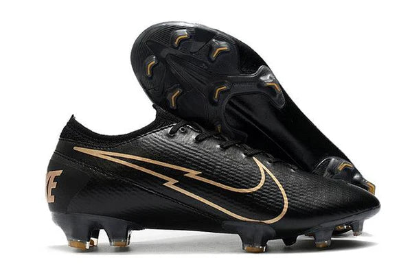 Chuteira Campo Nike Mercurial Vapor 13 Elite FG - Black/Gold - Low