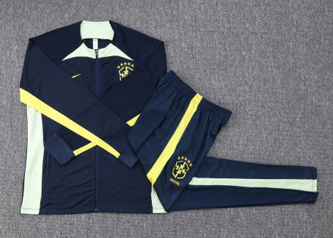 Conjunto de Agasalho Brasil Azul Marinho e Amarelo 2022/23
