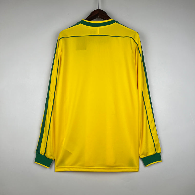 Camisa Brasil 1998 Manga Longa Retrô