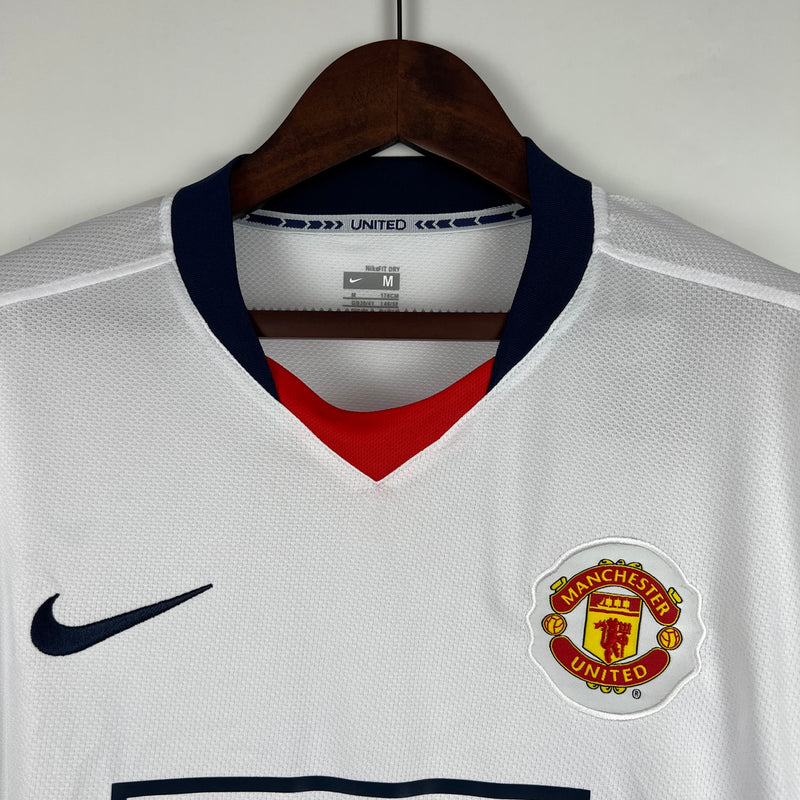 Camisa Manchester United 2007/08 Manga Longa Branca