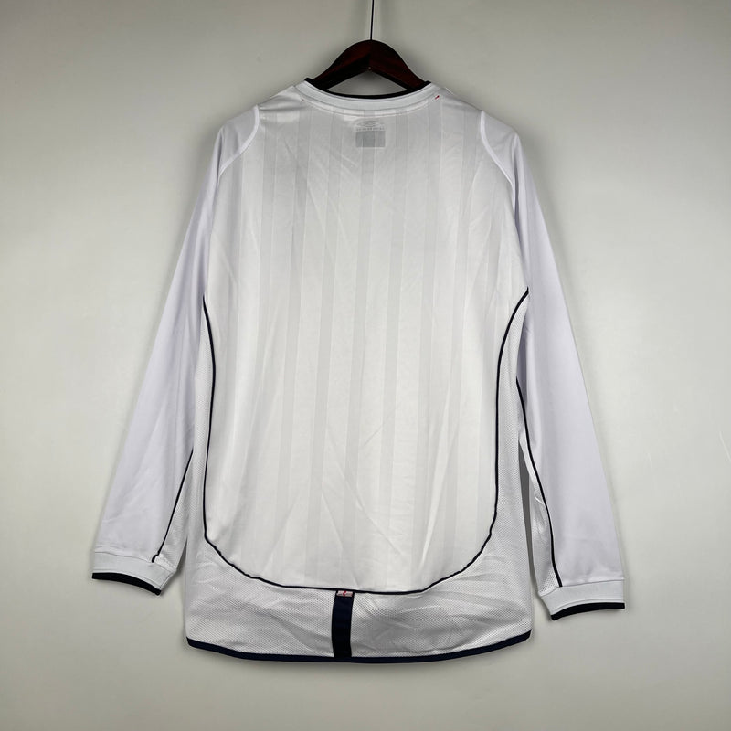 Camisa Inglaterra 2002 Manga Longa Retrô