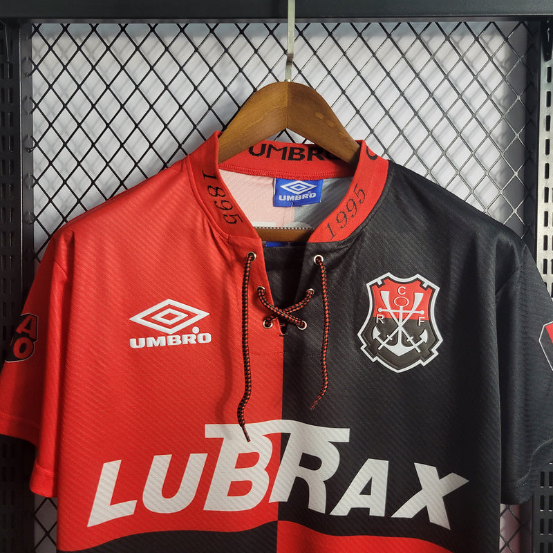 Camisa Flamengo Retrô 1995 - Edição Centenário - Já Personalizada Número 100 - Vermelho e Preto