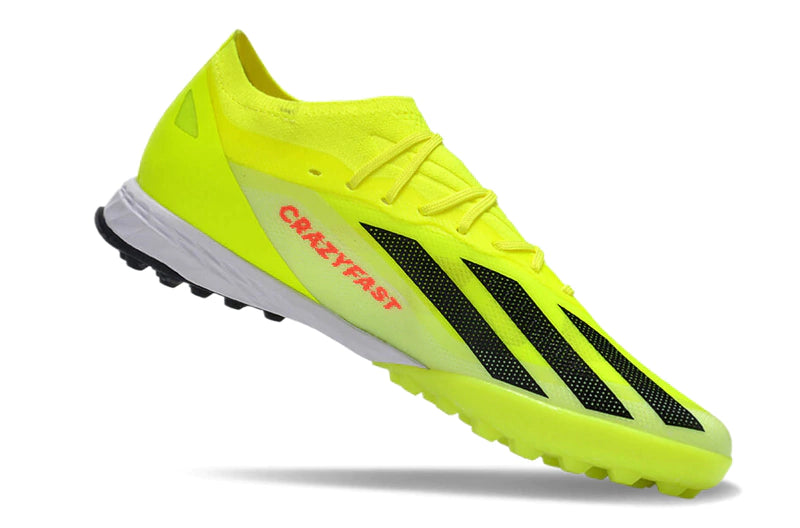 CHUTEIRA SOCIETY ADIDAS X CRAZYFAST TF -VERDE LIMÃO COM DETALHES EM BRANCO