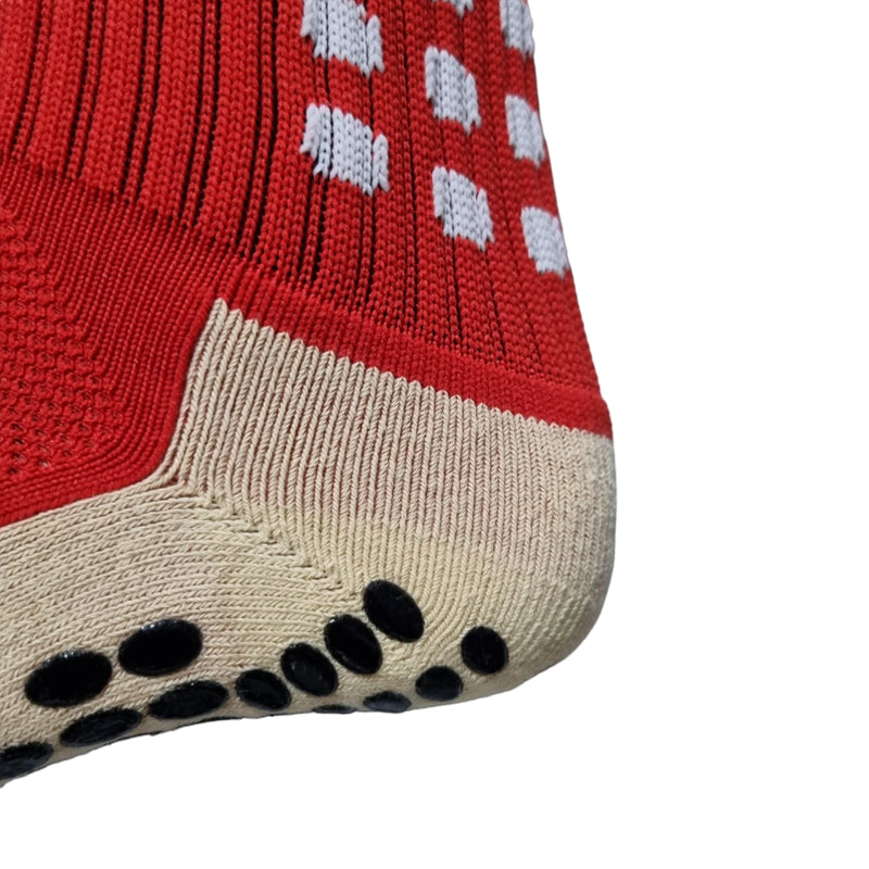 Meias Futebol Antiderrapante Cano Baixo - Vermelha com detalhes no branco e no preto