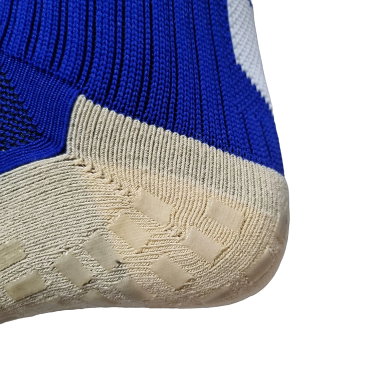 Meias de Futebol Antiderrapante Cano Baixo - Azul com detalhes branco