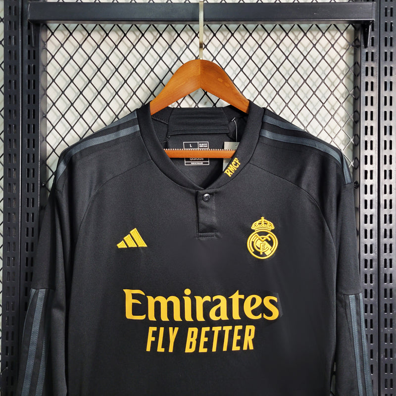 Camisa Real Madrid 23/24 Manga Longa Black- 2 uniforme