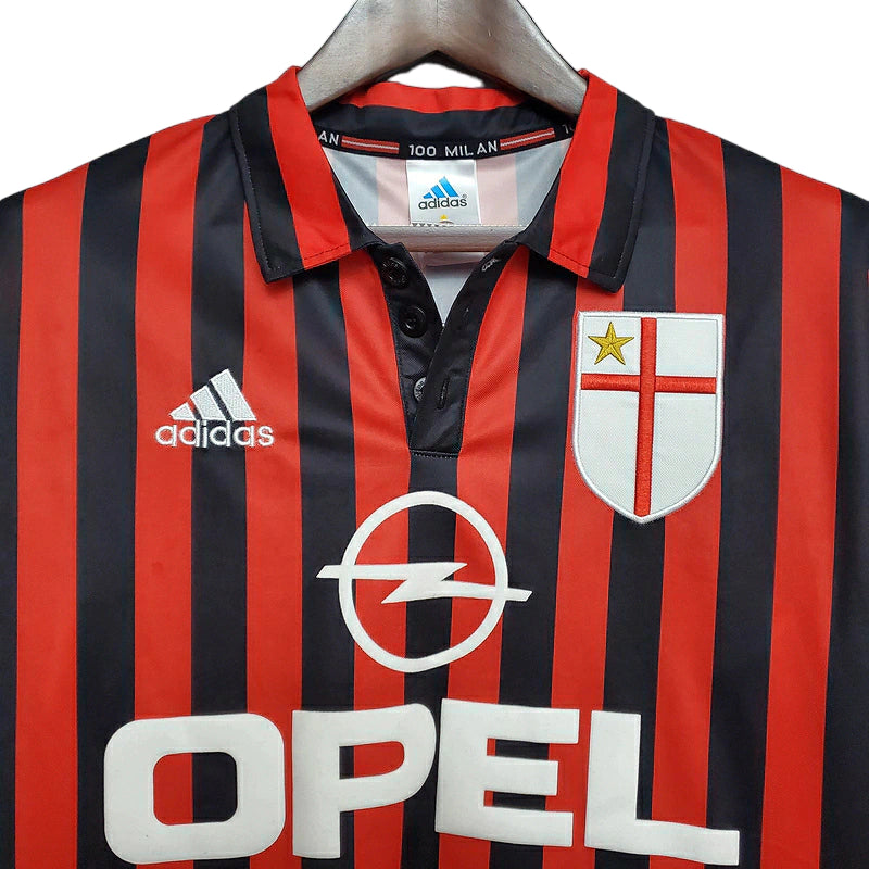 Camisa Retrô AC Milan I 1999/2000 - Masculina Adidas - Vermelha e preta - Centenário