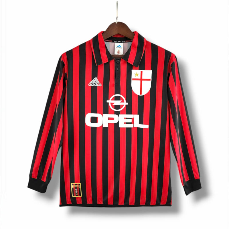 Camisa AC Milan 1999/00 Manga Longa Retrô Home