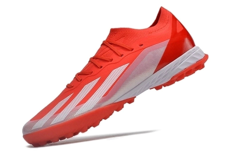 CHUTEIRA SOCIETY ADIDAS X CRAZYFAST TF -VERMELHO COM DETALHES EM BRANCO
