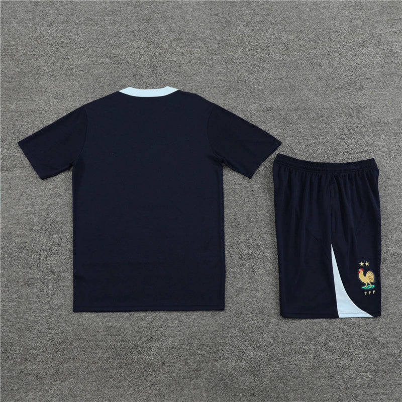 Kit Treino Seleção França Nike 24/25 Camisa e Bermuda Azul Marinho Masculino