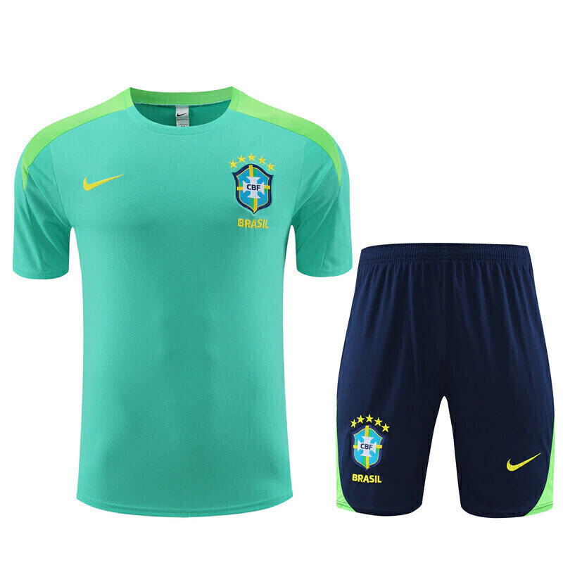 Kit Treino Seleção Brasil Nike 24/25 Camisa Verde Bermuda Azul Marinho