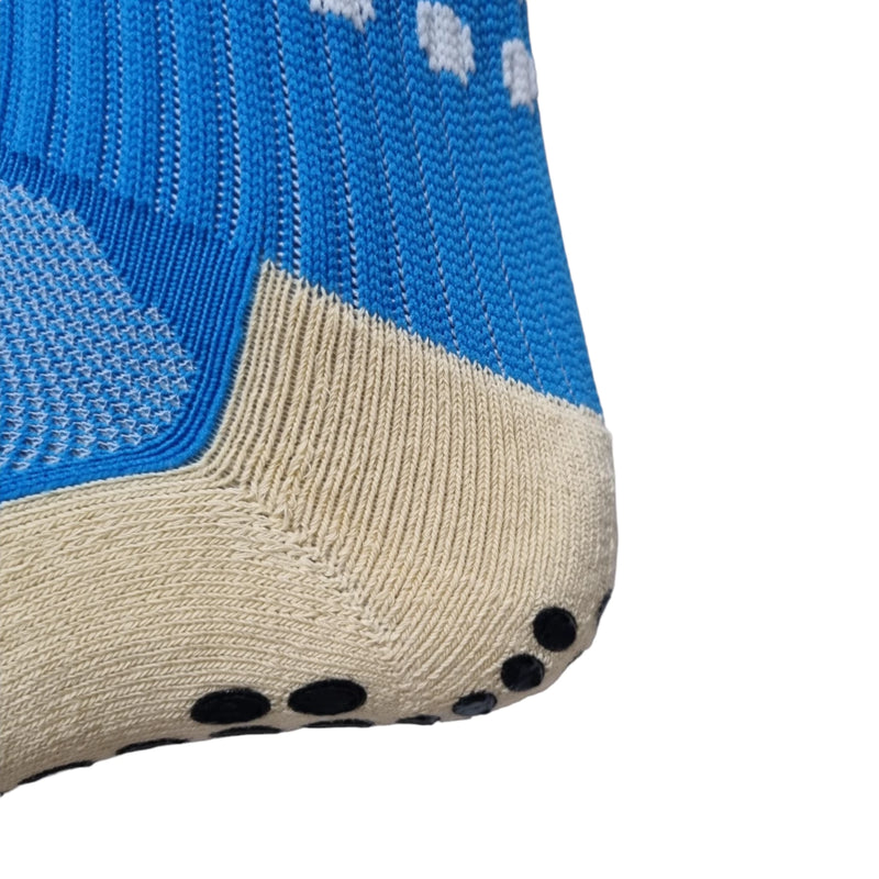 Meias Futebol Antiderrapante Cano Baixo - Azul com detalhes em branco e preto