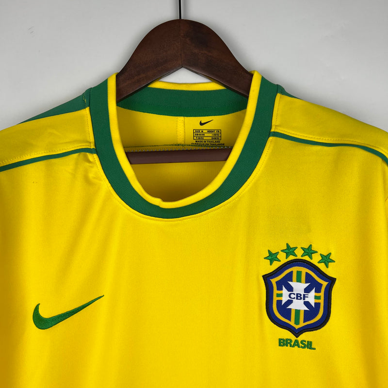 Camisa Brasil 1998 Manga Longa Retrô