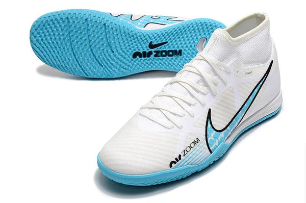 Chuteira Futsal Nike Air Zoom Superfly - Branco/ Azul - Cano Alto