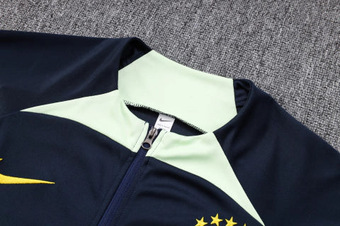 Conjunto de Agasalho Brasil Azul Marinho e Amarelo 2022/23