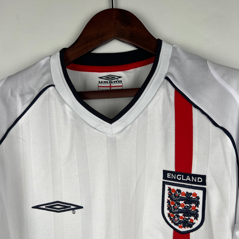 Camisa Inglaterra 2002 Manga Longa Retrô