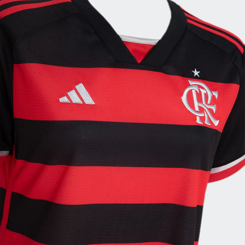 Camisa Flamengo I 2024/25  Torcedor Adidas Feminina - Vermelho+Preto