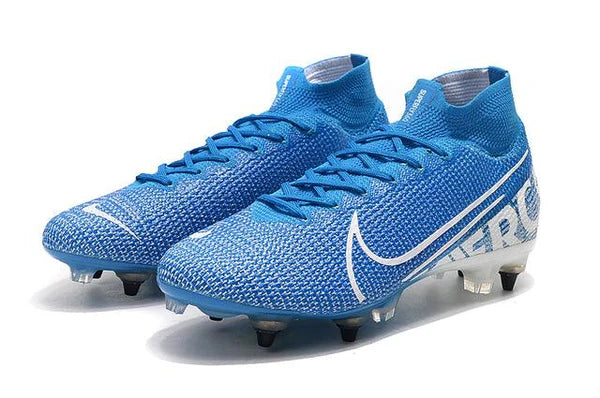 Chuteira Campo Nike Mercurial Superfly 7 Elite SG - PRO Anti Clog Azul/Branco - Cano Alto