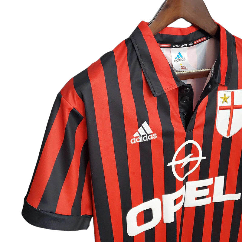 Camisa Retrô AC Milan I 1999/2000 - Masculina Adidas - Vermelha e preta - Centenário