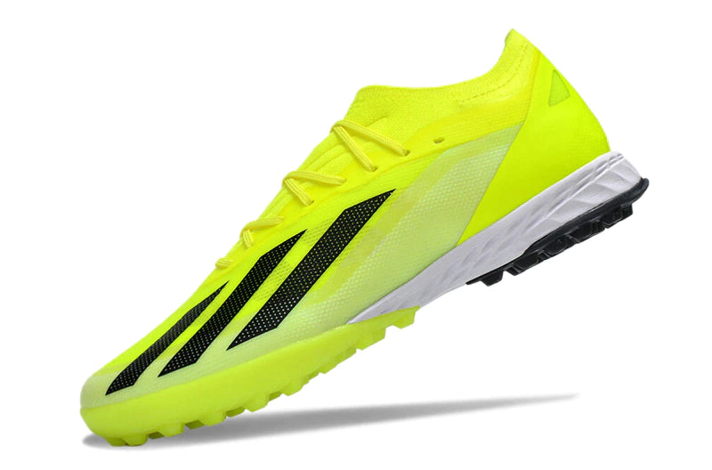 CHUTEIRA SOCIETY ADIDAS X CRAZYFAST TF -VERDE LIMÃO COM DETALHES EM BRANCO