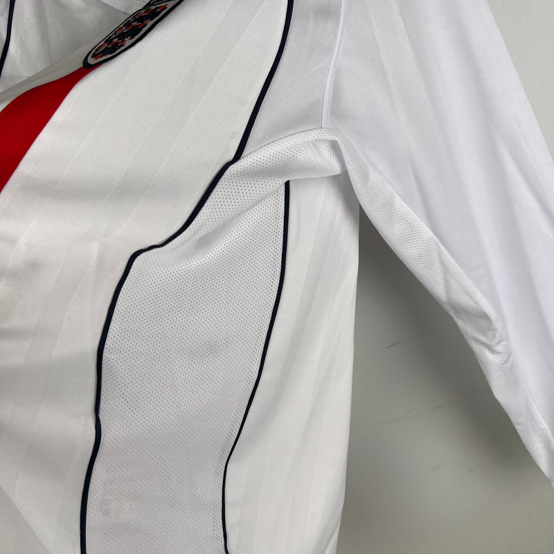 Camisa Inglaterra 2002 Manga Longa Retrô