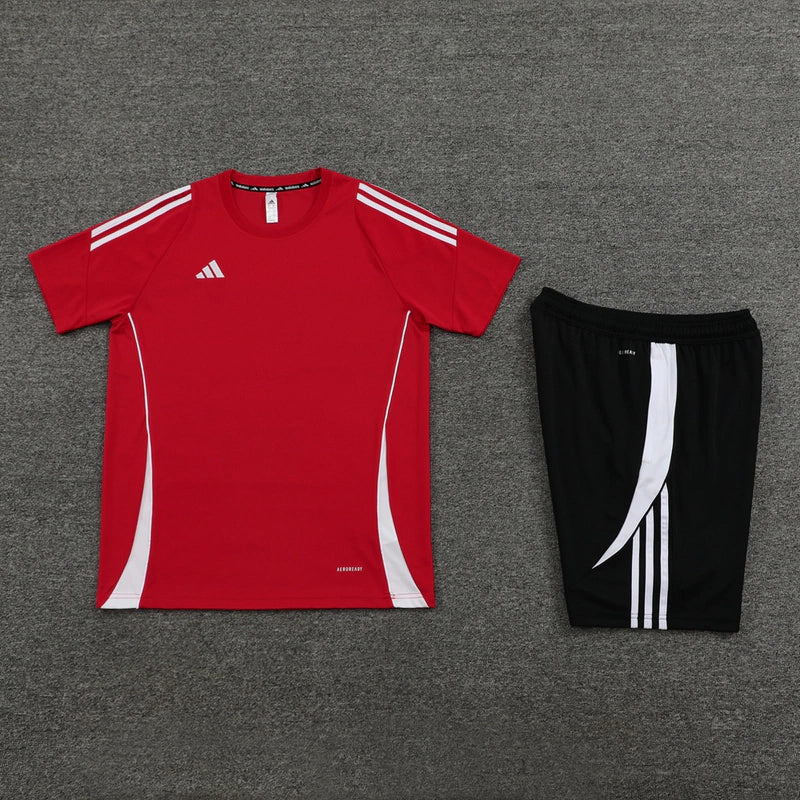 Kit Treino Adidas Climacool Masculino - Bermuda Preta e Camisa Vermelha