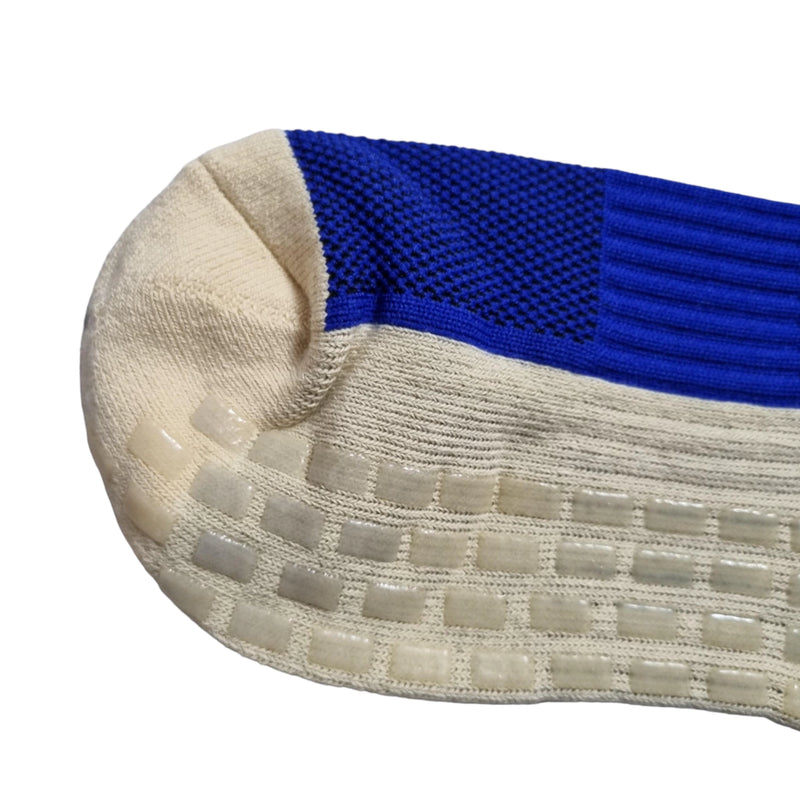Meias de Futebol Antiderrapante Cano Baixo - Azul com detalhes branco