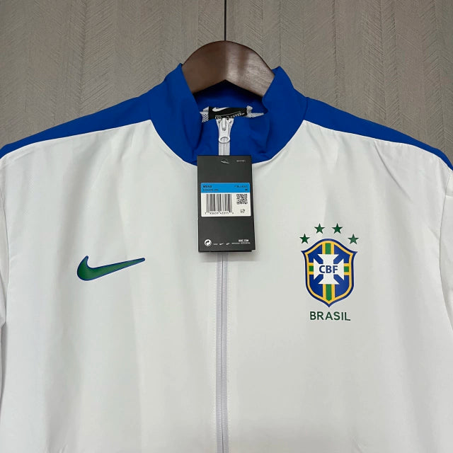 Blusa Corta Vento Seleção Brasil Unissex Retrô 1994 - Branco e Azul