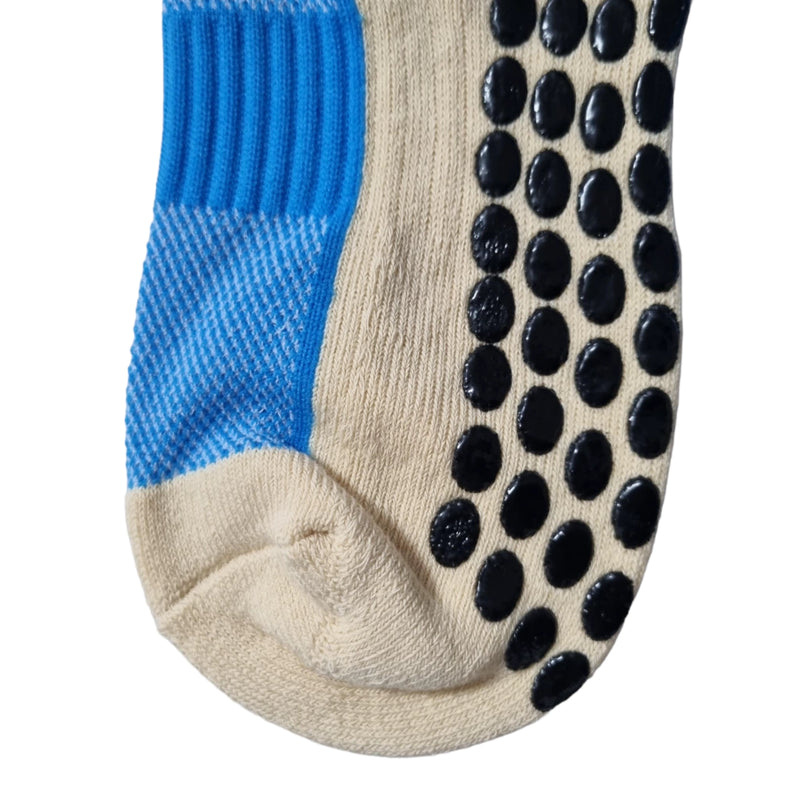 Meias Futebol Antiderrapante Cano Baixo - Azul com detalhes em branco e preto