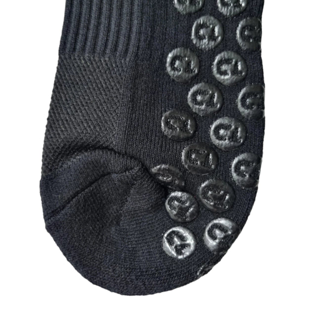 Meias Futebol Antiderrapante Cano Baixo - Preta com detalhes no Branco